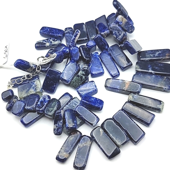 Sodalite Flat Slab 590 Cts Natural Gemstone Single Strand Beaded Necklace - Picture 11 of 11